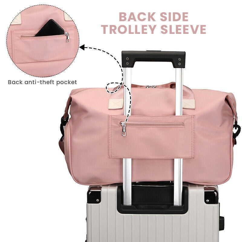 Women Fitness Gym Bag Travel Weekend Bag Large Holdall Luggage Shoulder Bag