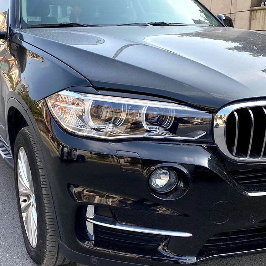 Front Headlight Eyebrow Eyelid Trim For BMW X5 F15 X6 F16 2014-2018 Gloss Black
