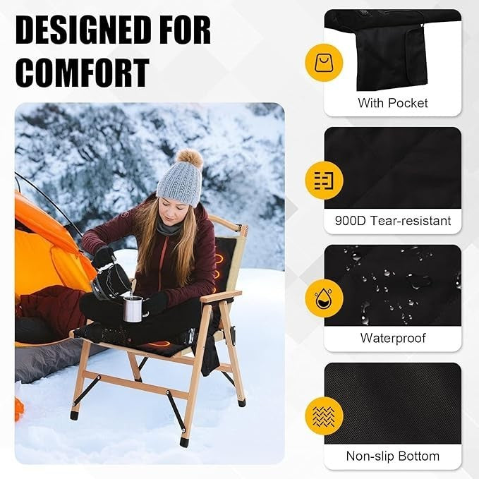 Foldable Electric Heat Pad, Portable Heated Chair Pad, 3 Level Adjustable