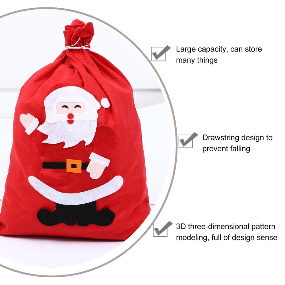 Santa Claus Christmas Gift Bag Reusable Drawstring Present Pouch Red