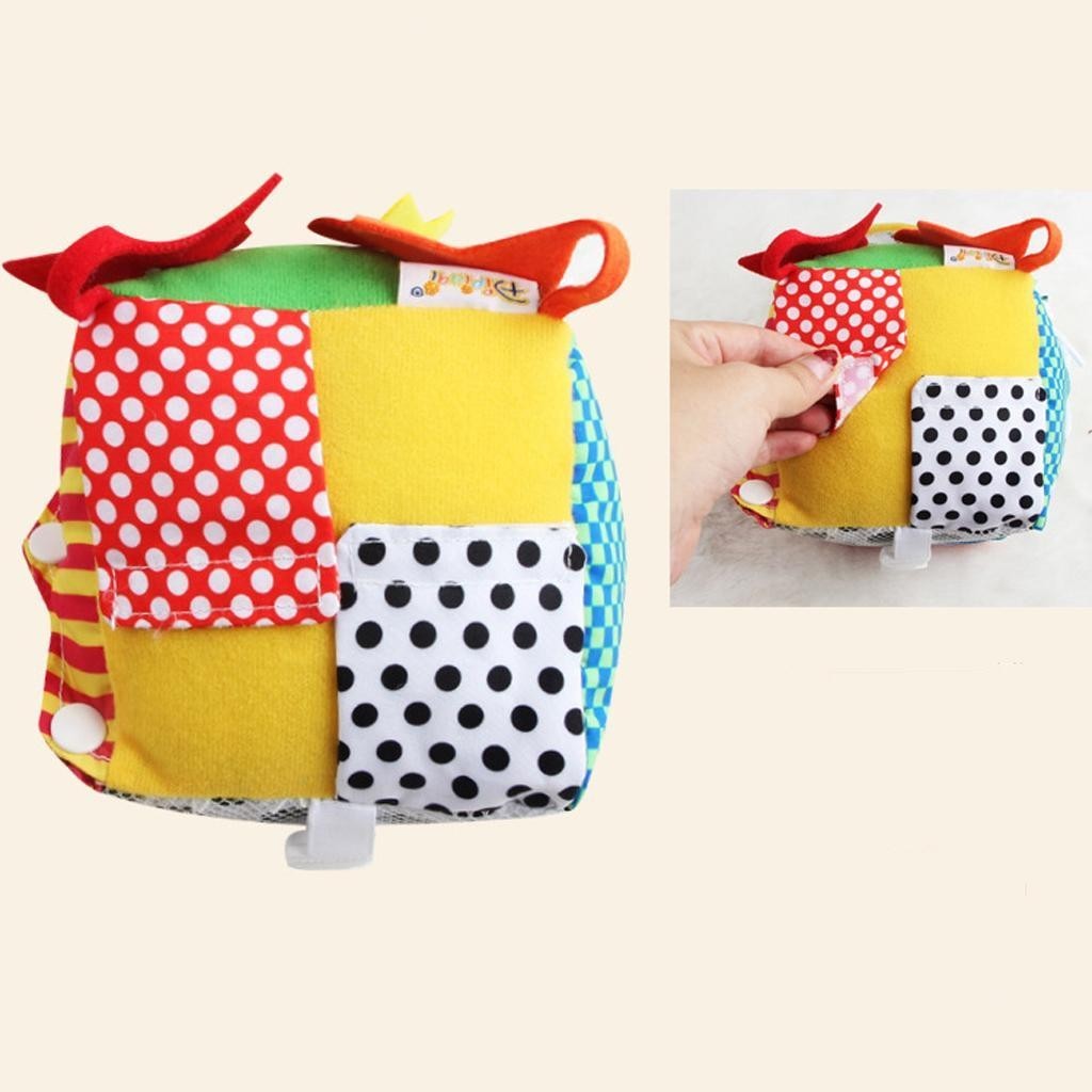 Funny Cloth Learn to Zip Button Buckle Tie Cube Kids Developmental Toy Gifts