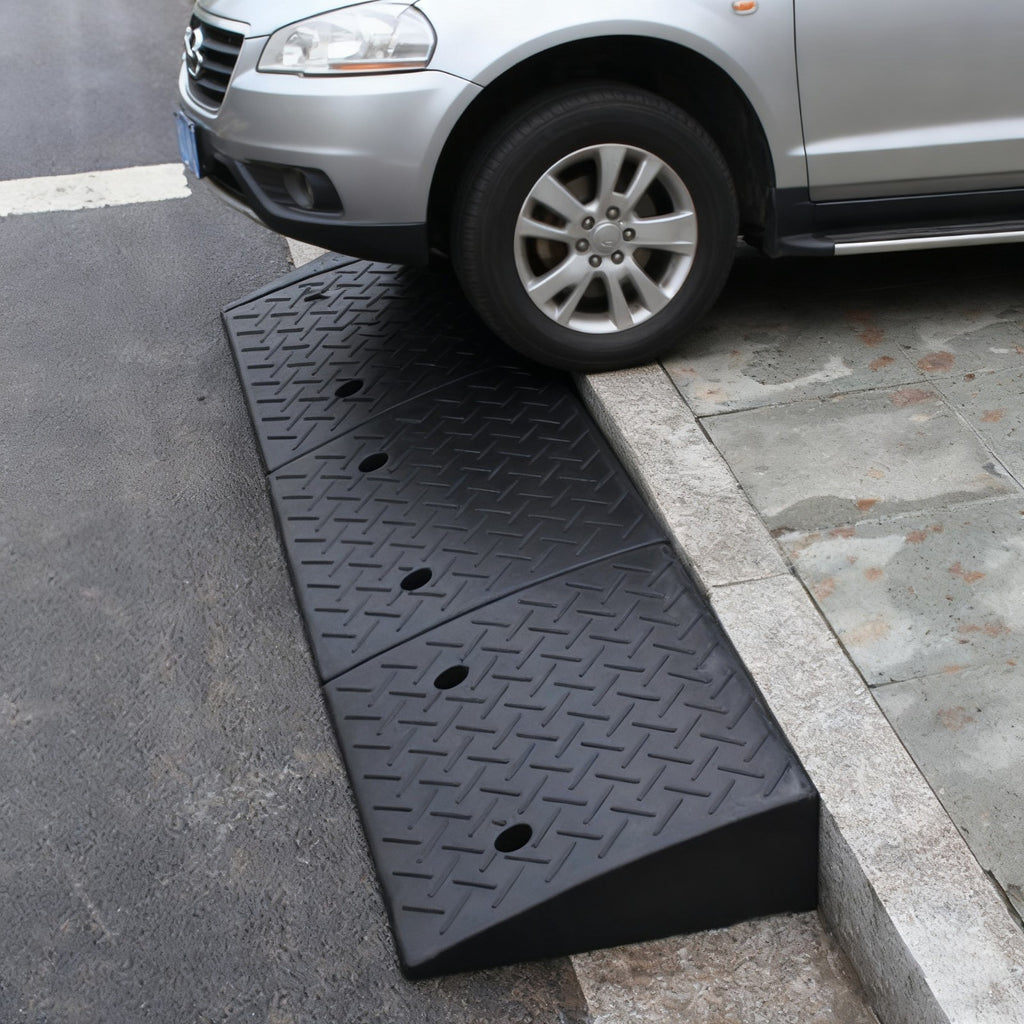 2PCS Durable Plastic Curb Ramps - Anti-Slip Access for Wheelchairs & Motorcycles