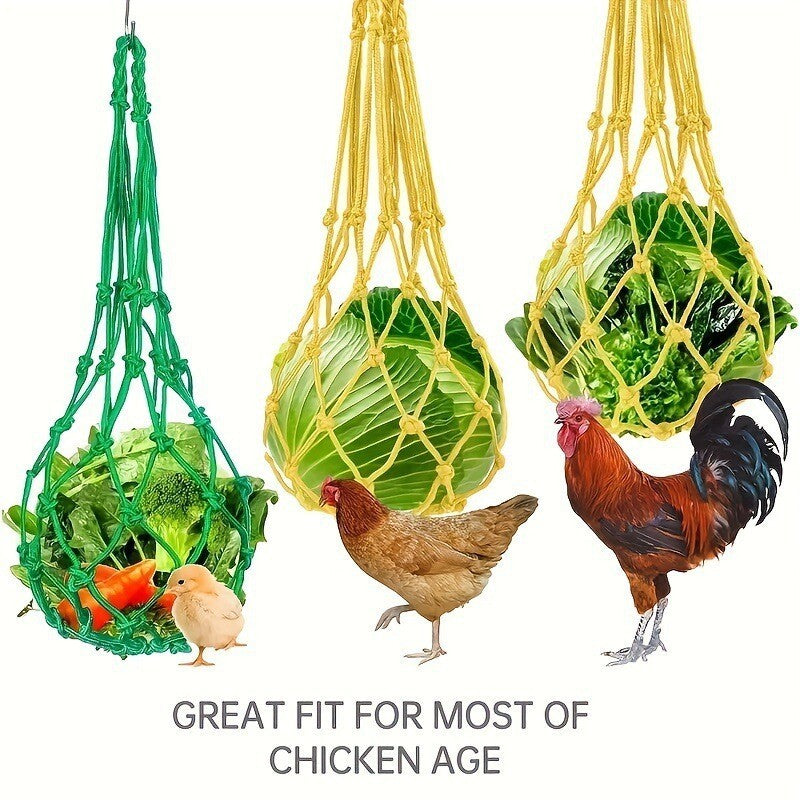 3PCS Chicken Vegetable String Bag Hanging Feeder String Bag With Hook