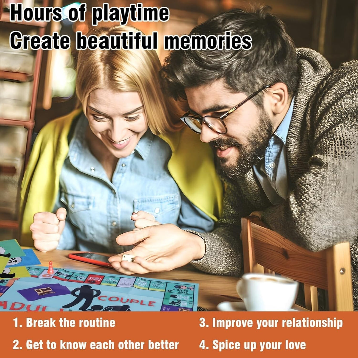 Couple Adult Opoly Board Game Deck Cards Date Night Ideas Conversation Intimacy