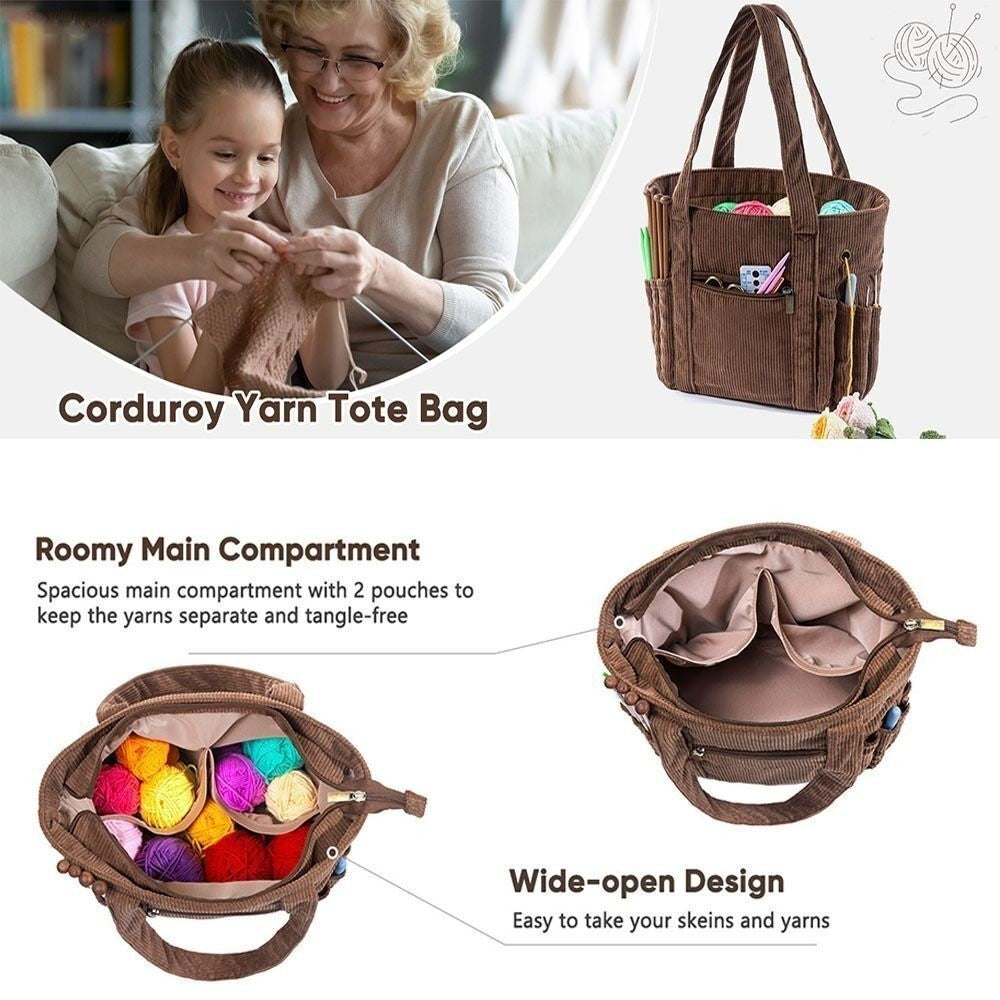 Knitting Yarn Storage Bag Crochet Hooks Sewing Tools Organizer Case