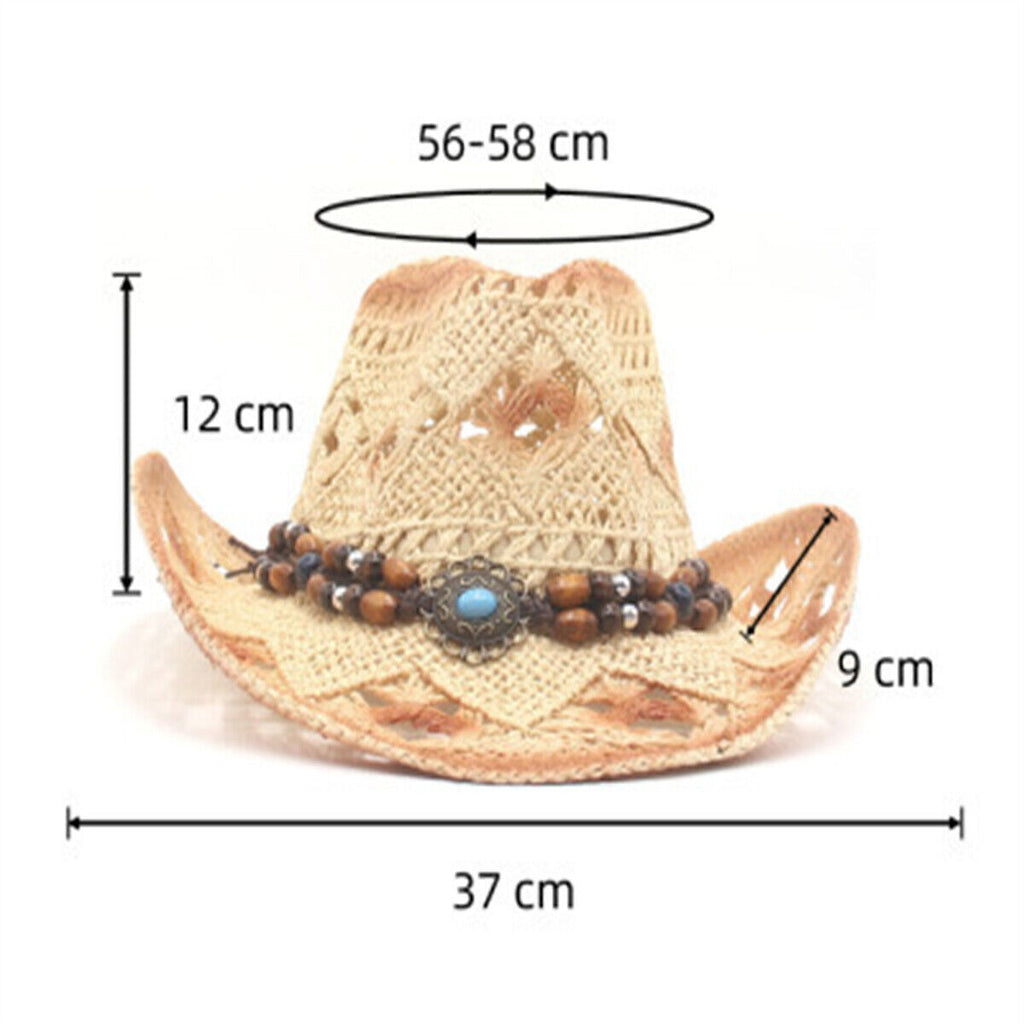 Straw Cowboy Hat Summer Sun Mens Womens Ladies Panama Natural Hats UK Hot