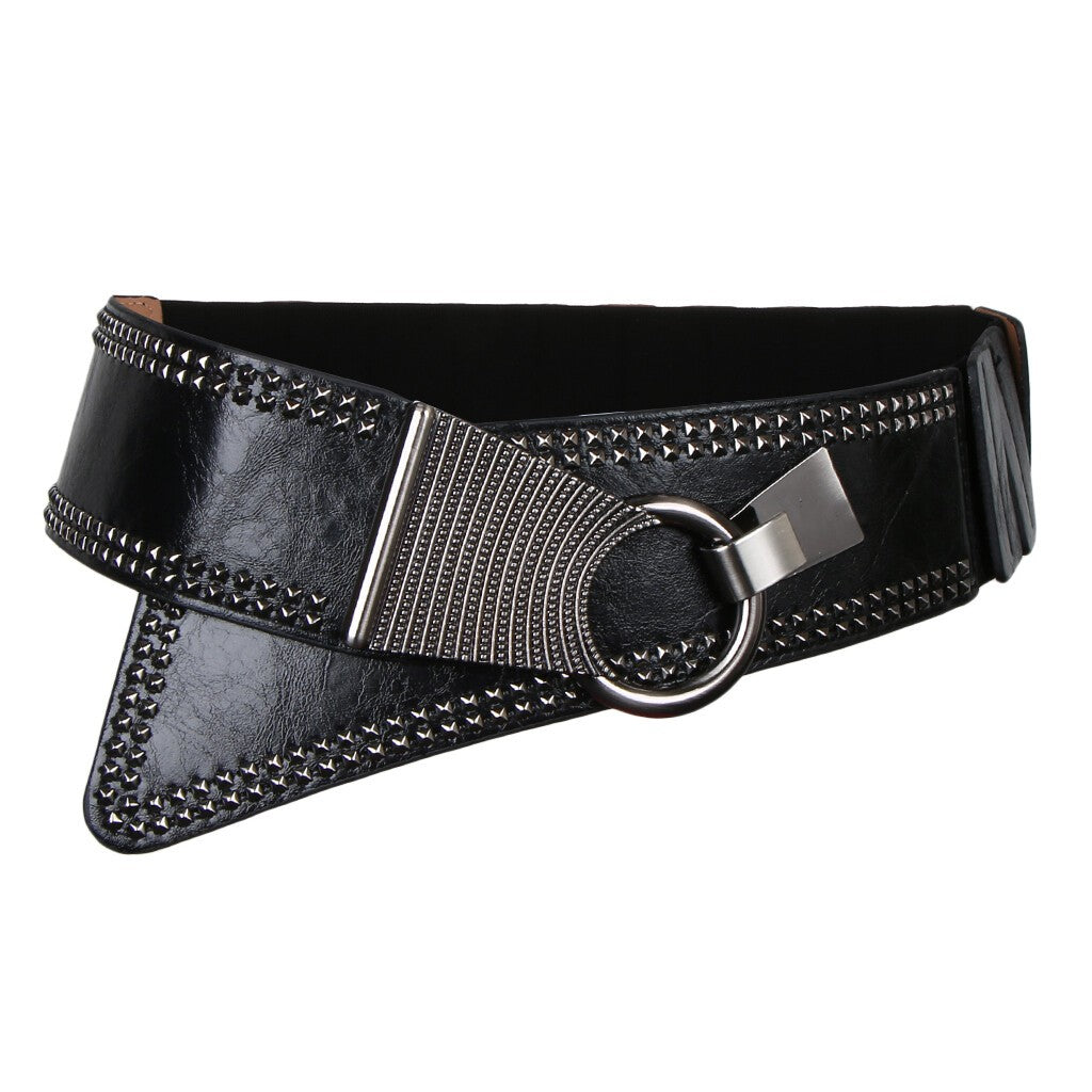 Leather Wide Waist Belt Buckle Ladies Dress Belt Hip Belt Wide Belt Hook Closure