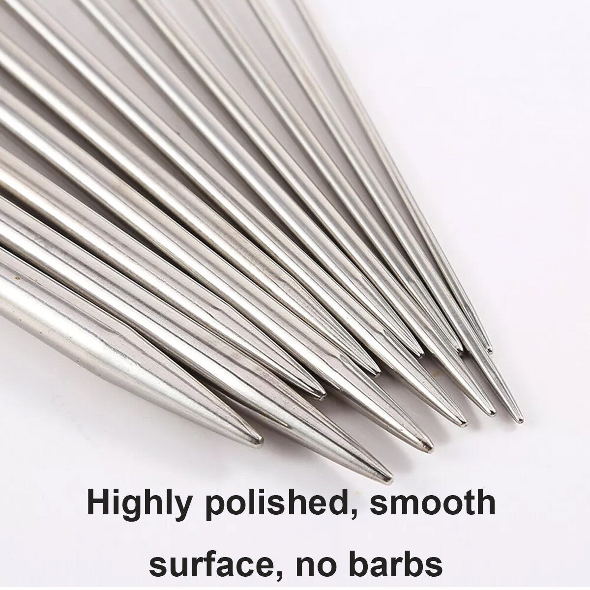 22Pcs Knitting Needle Set 2mm-8mm Stainless Steel Sewing Single Pointed 25cm
