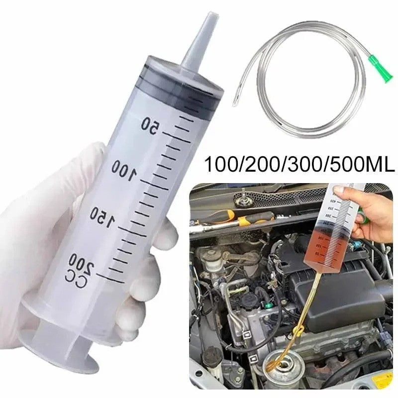 500ml Large Capacity Syringe Reusable Pump Oil Measuring with 1M Clear Tube