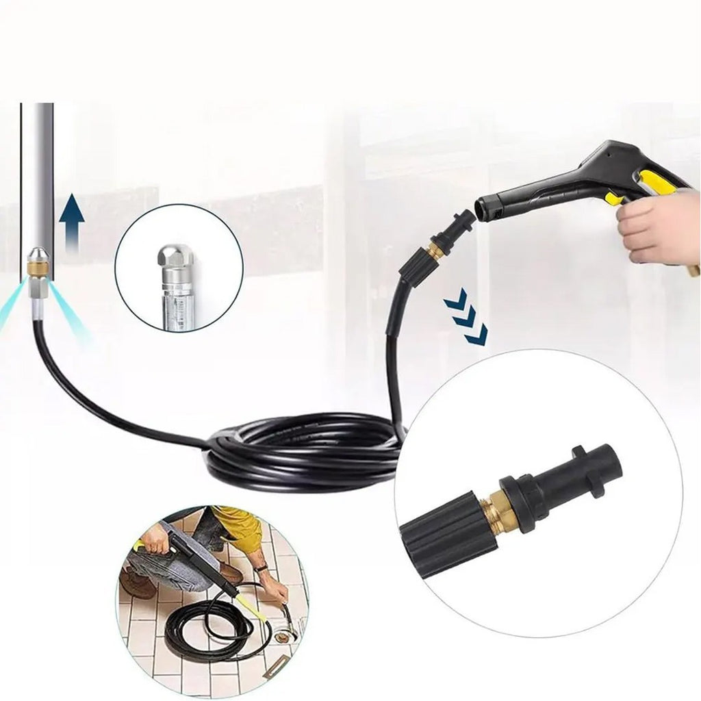 10M Pressure Washer Sewer Drain Cleaning Hose Tube Pipe Kit for Karcher K2-K7