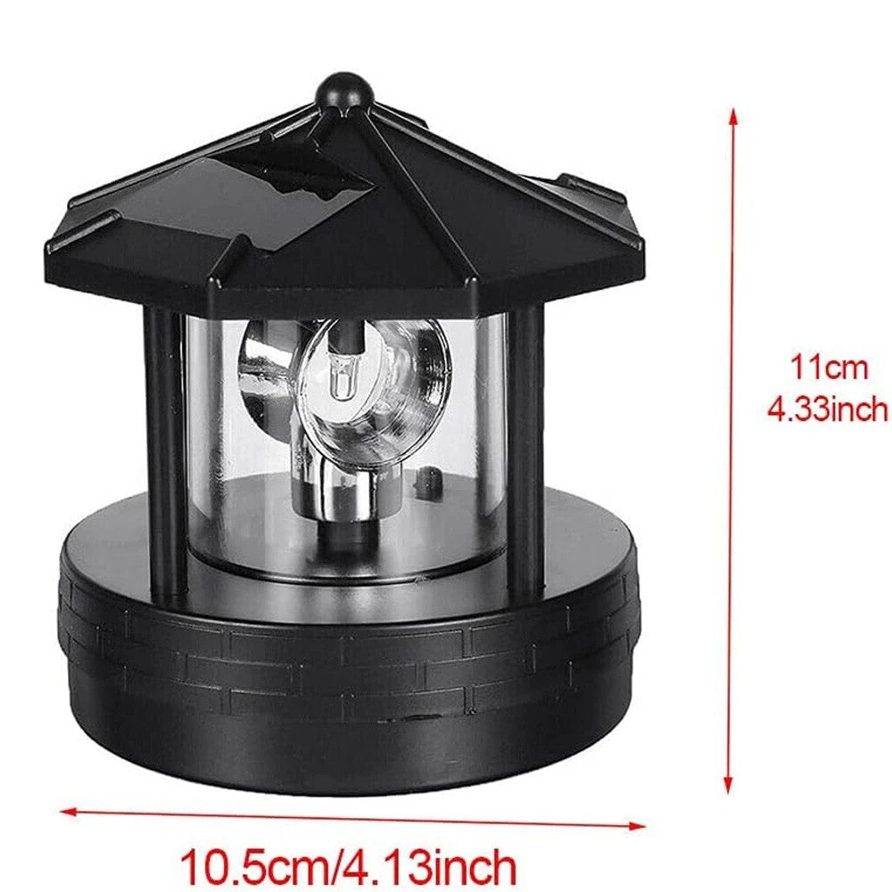 Solar Powered LED Rotating Lighthouse Night Light Outdoor Garden Home Decor Lamp