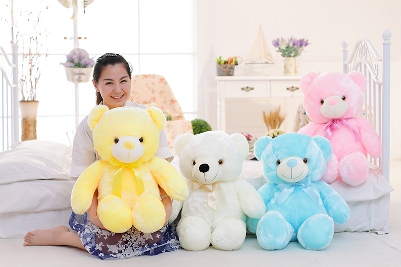 Creative Light Up LED Teddy Bear Stuffed Animals Plush Toy Colorful Glowing Chri