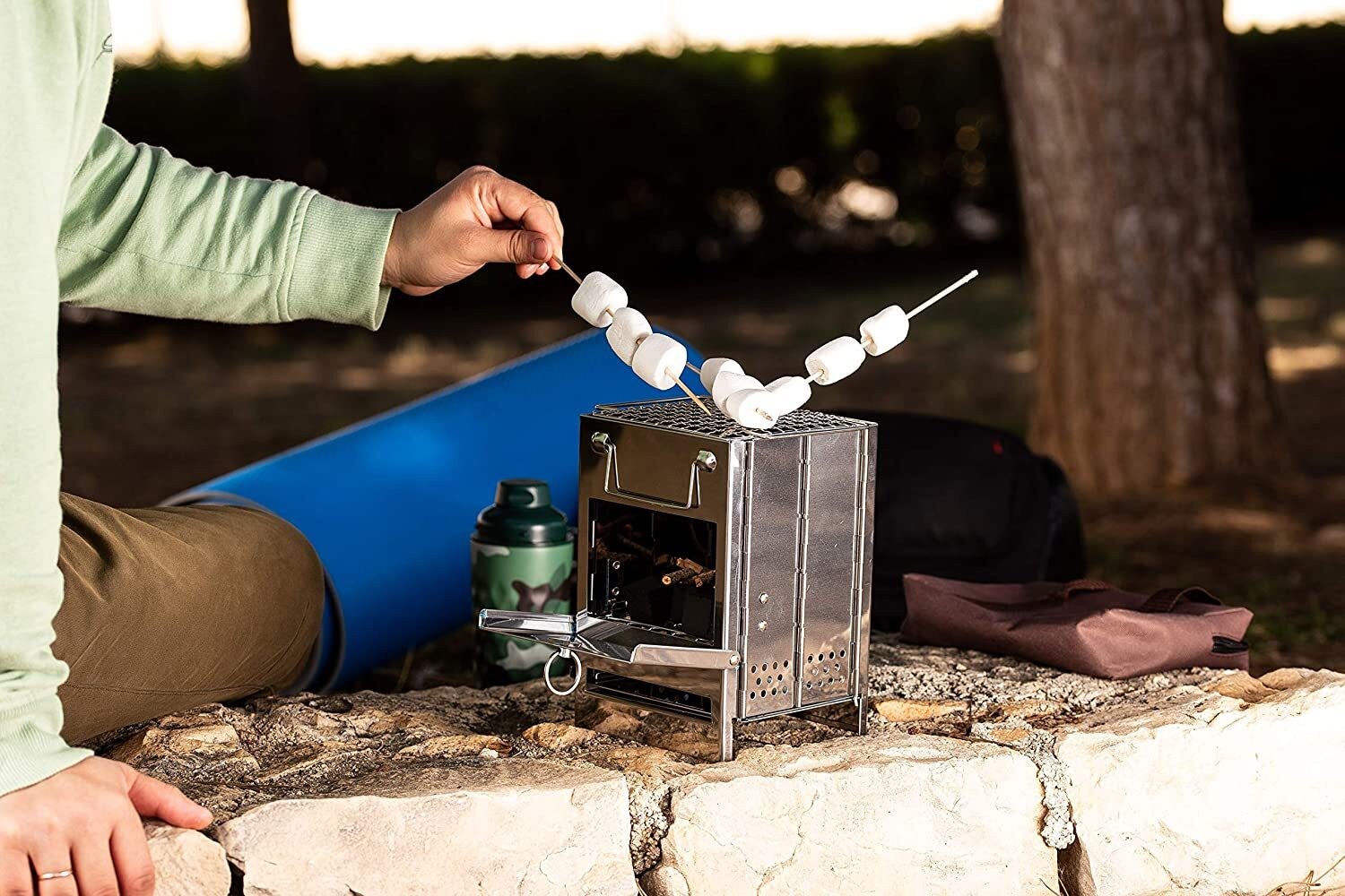 Wood Burning Stove Portable Foldable Grill Outdoor Camping Cookware Barbecue BBQ