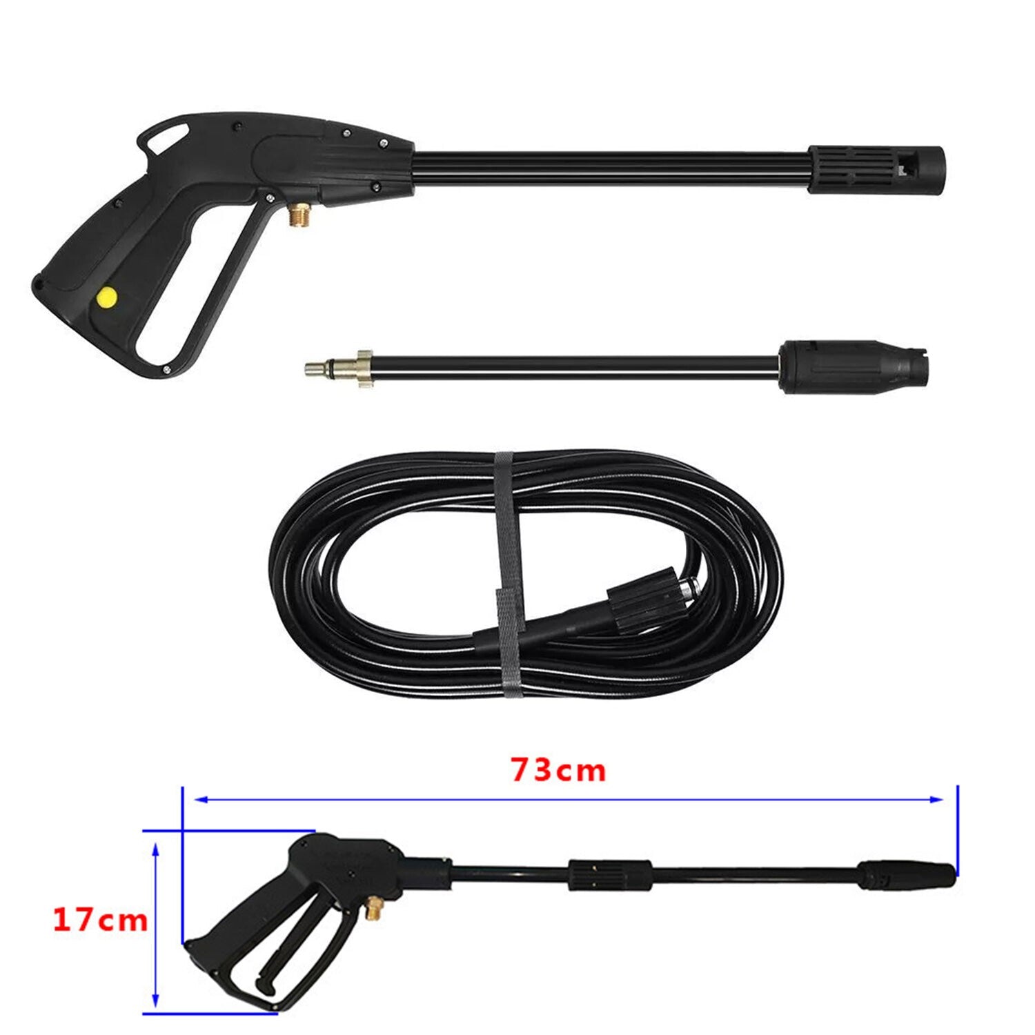 High Pressure Power Washer Spray Gun 150 Bars M14 Jet Lance Nozzle and 26FT Hose