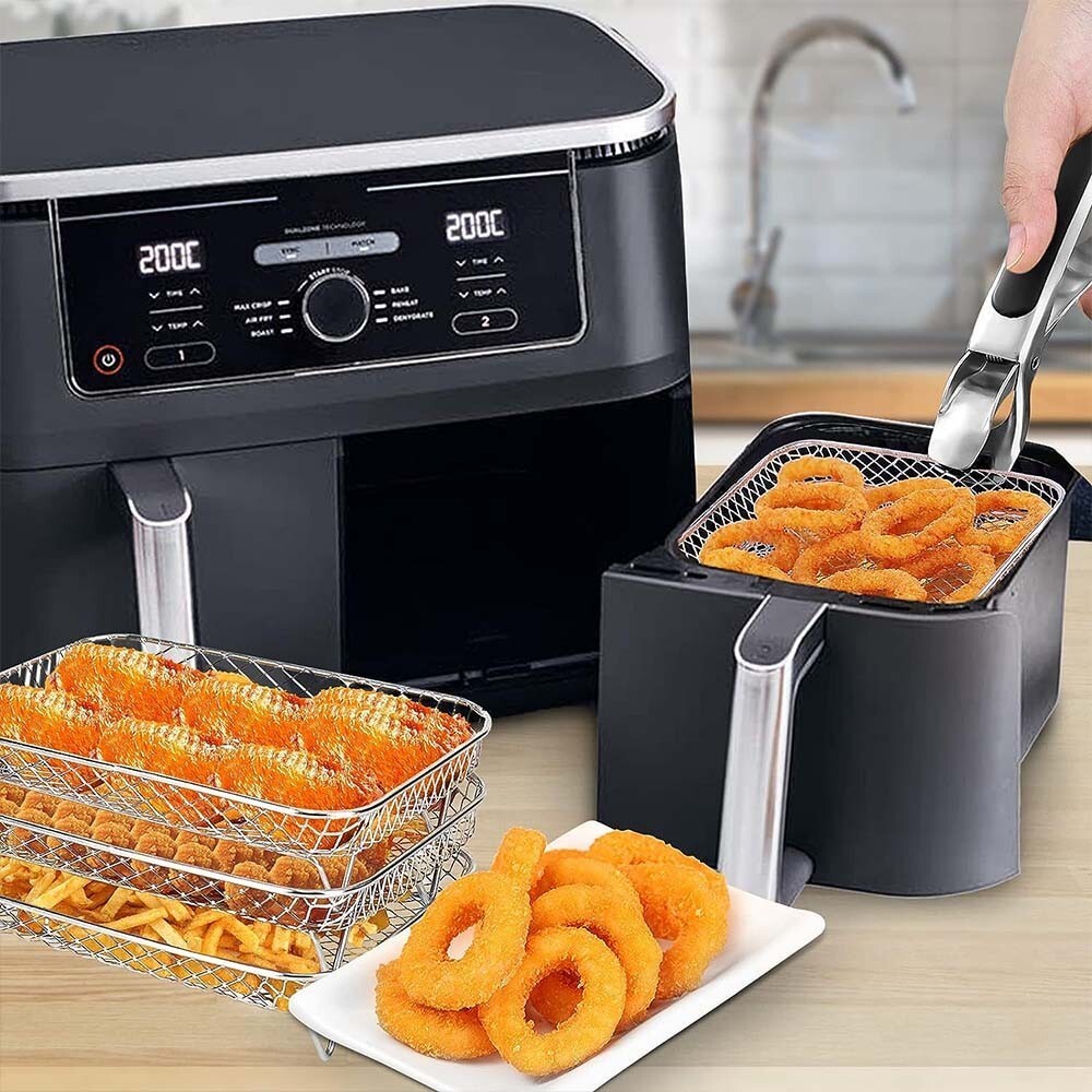 Rectangle Air Fryer Rack Accessories for Ninja Dual Air Fryer AF300UK AF400UK