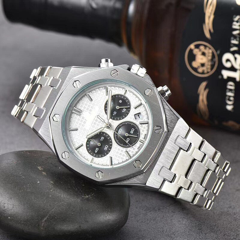 Classic Oak Six-Pin Multifunctional Luminous Calendar Men's Quartz Watch.*