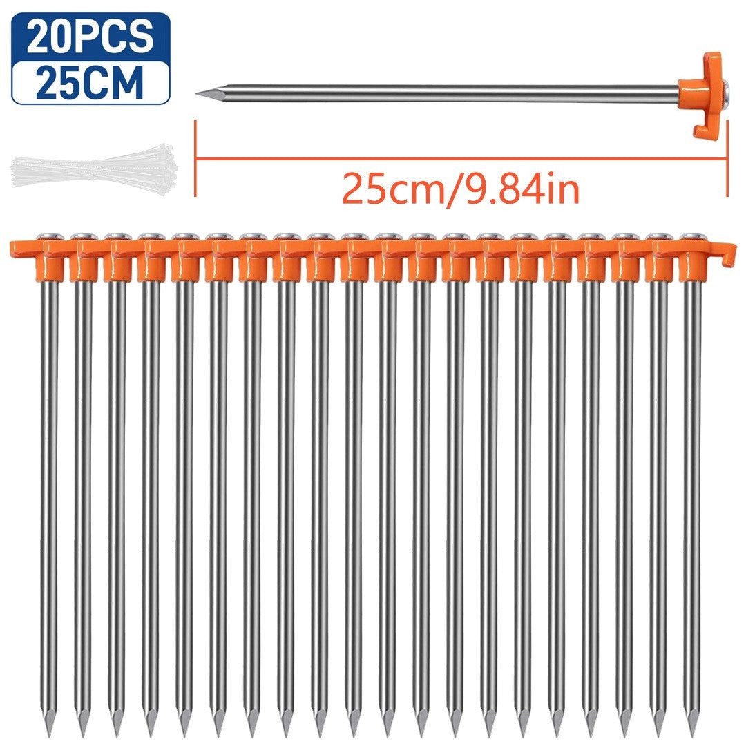 20PCS Heavy Duty Hard Ground 25cm Rock Peg Hook Top Camping Awning Tent Tool UK