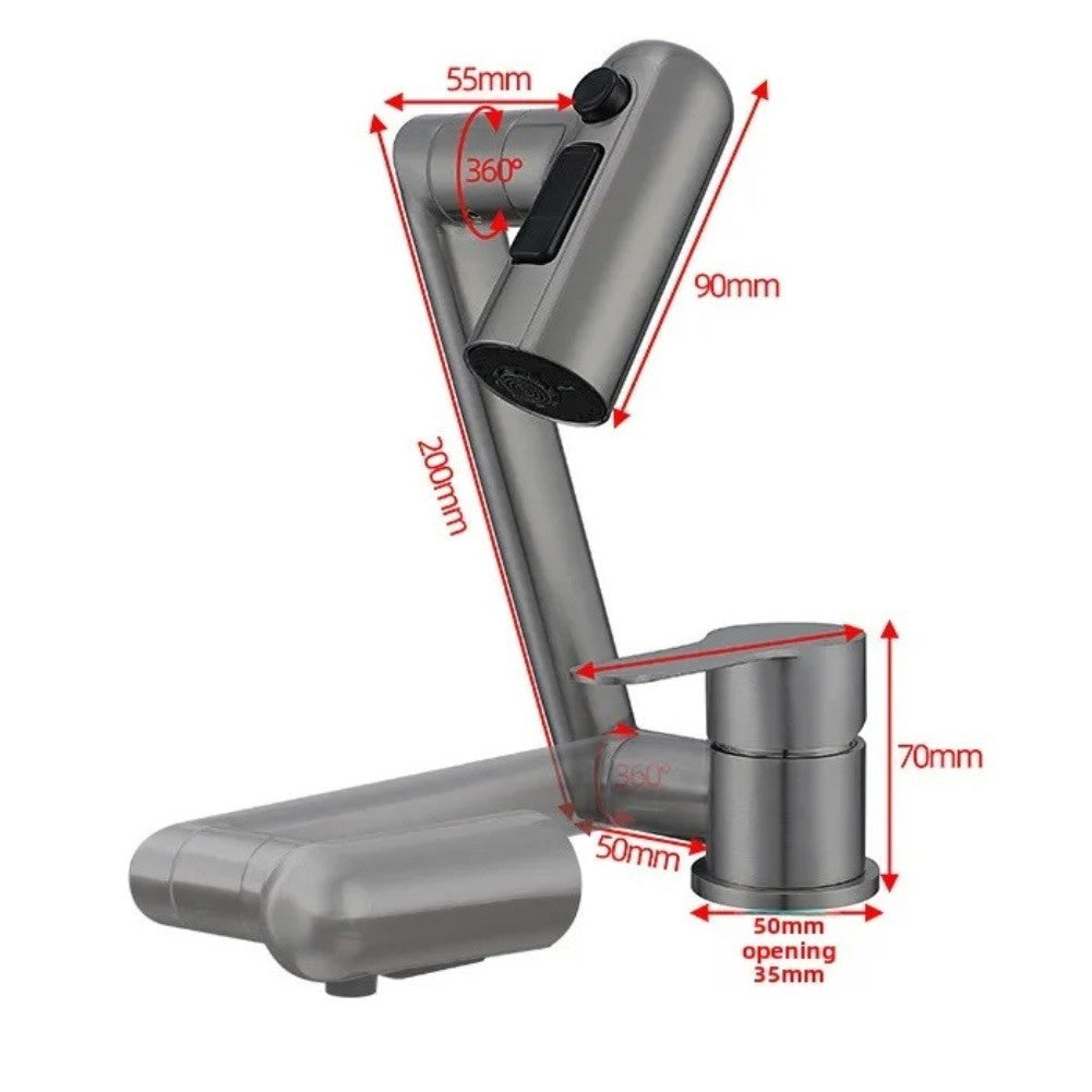 Three Mode Kitchen Tap Folding Spout with 1080 Degree Rotatable Spout 304 Steel