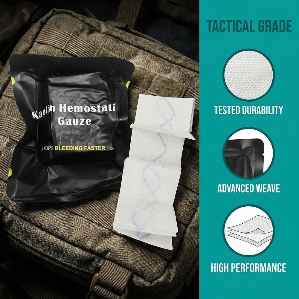 5pcs Rapid Hemostatic Z-Fold Gauze Stops Bleeding Fast Emergency Wound Dressing