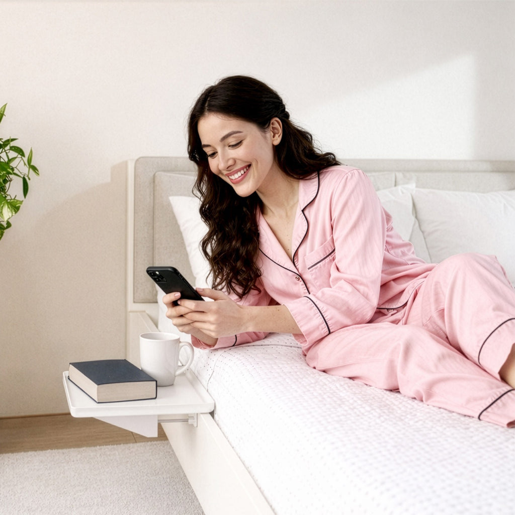 Clip-On Bedside Shelf for Bunk Beds – Black Space-Saving Nightstand Tray