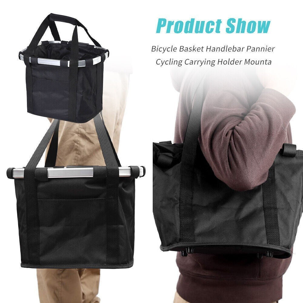 Bicycle Front Basket Foldable Bike Handlebar Bag Pet Carrier Frame Storage Pack