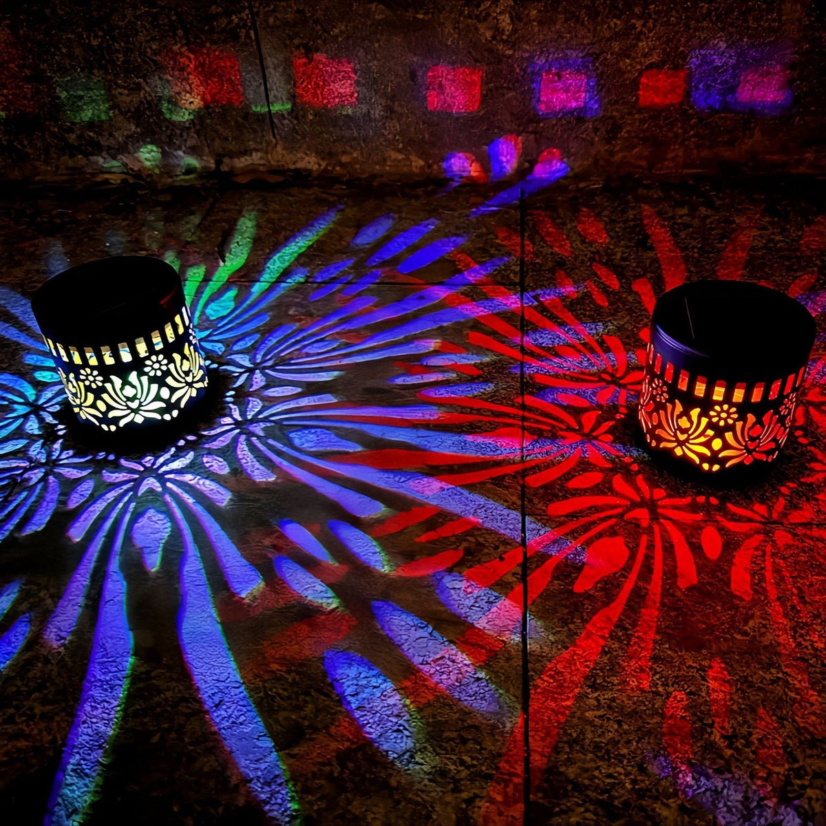Solar*Mandala Wall Light Outdoor Garden Fence Projector Lamp Patio Ambient Decor