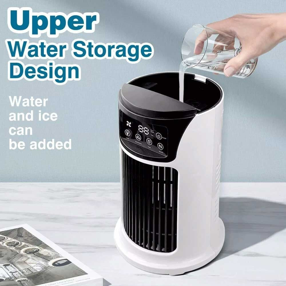 6-Speeds Portable Air Cooler Fan 300ML Tank Ice Cold Cooling Conditioner UK