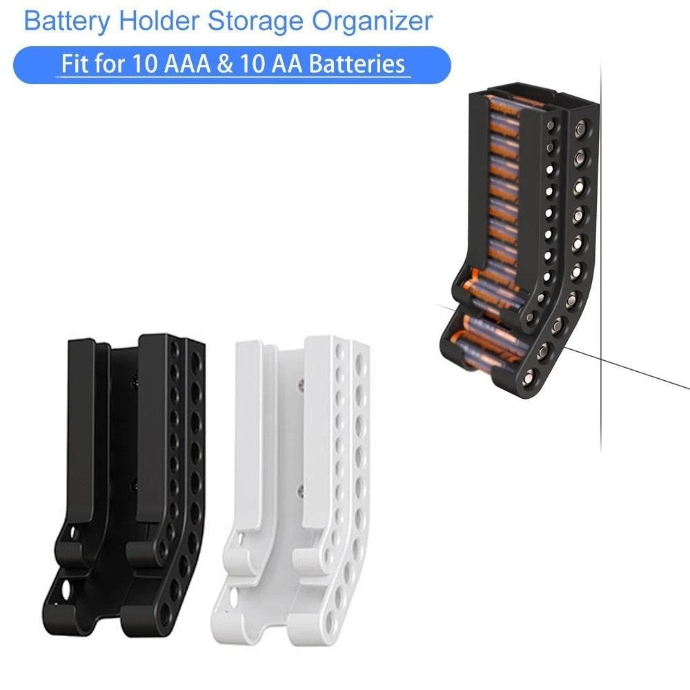 Wall‑Mounted Battery Storage Box Holder Organiser For 10 x AA & 10 x AAA UK