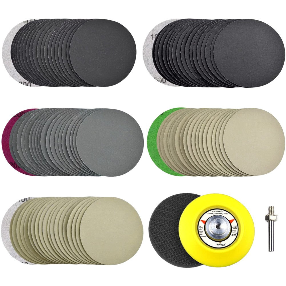 75mm Sanding Discs 100pcs 3inch Silicon Carbide Multi Grit Foam Support Pad
