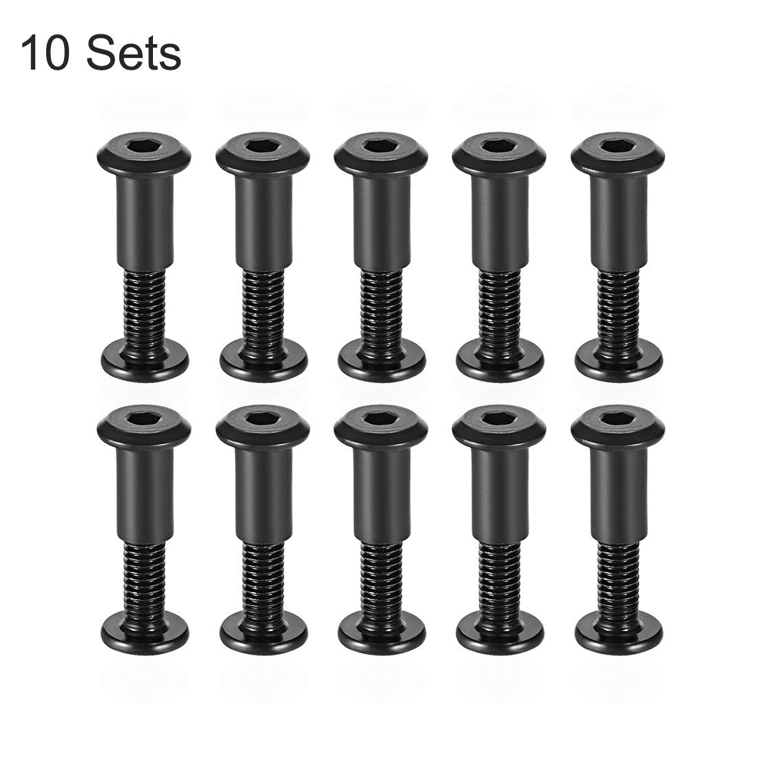 Screw Post Male M6x25mm Binding Bolts Carbon Steel Black 10 Sets