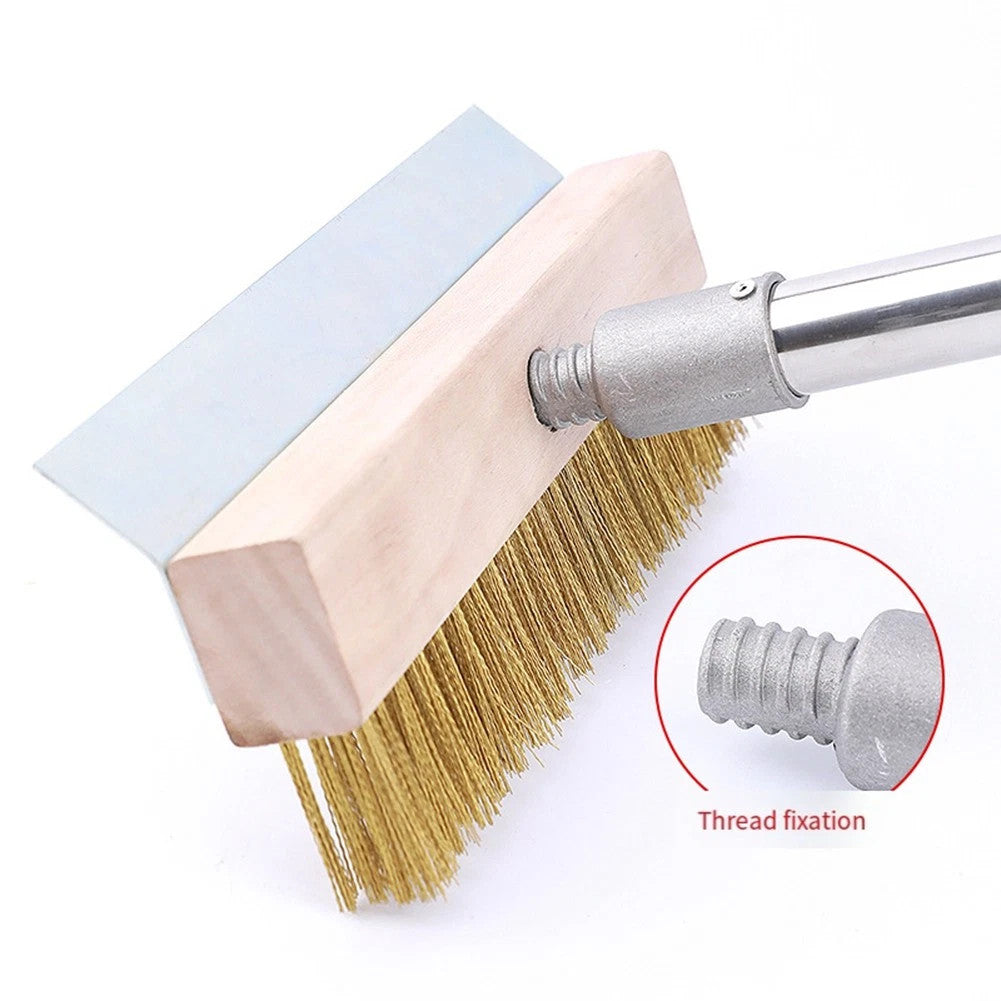 1.6m Top Quality Pizza Oven Brush &Steel Handle Brass Bristles & Steel Scraper