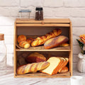 Double Layer 2 Tier Roll Top Bread Bin Slide Lid Kitchen Food Storage Rack Box
