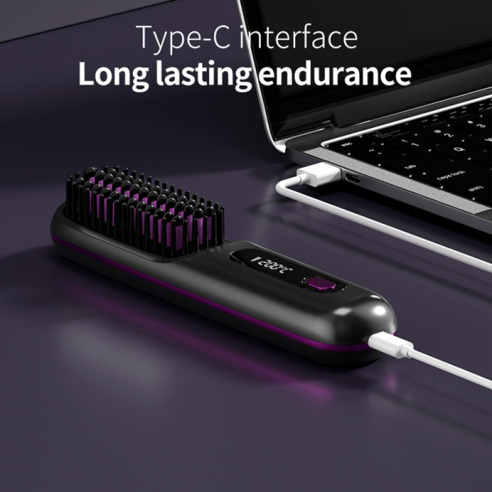 Go Brush Pro, Cordless Hair Straightener Comb, Ionic Heated Hair Brush, Ceramic~