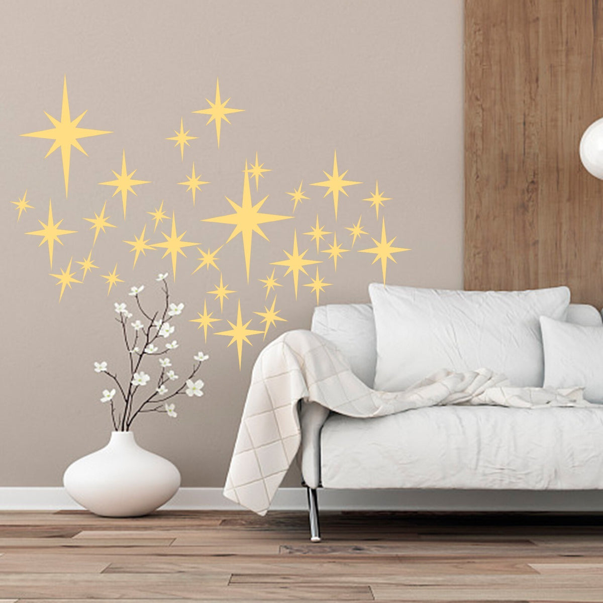 42Pcs Removable Star Wall Stickers Acrylic Mirror Stylish Design Multicolor