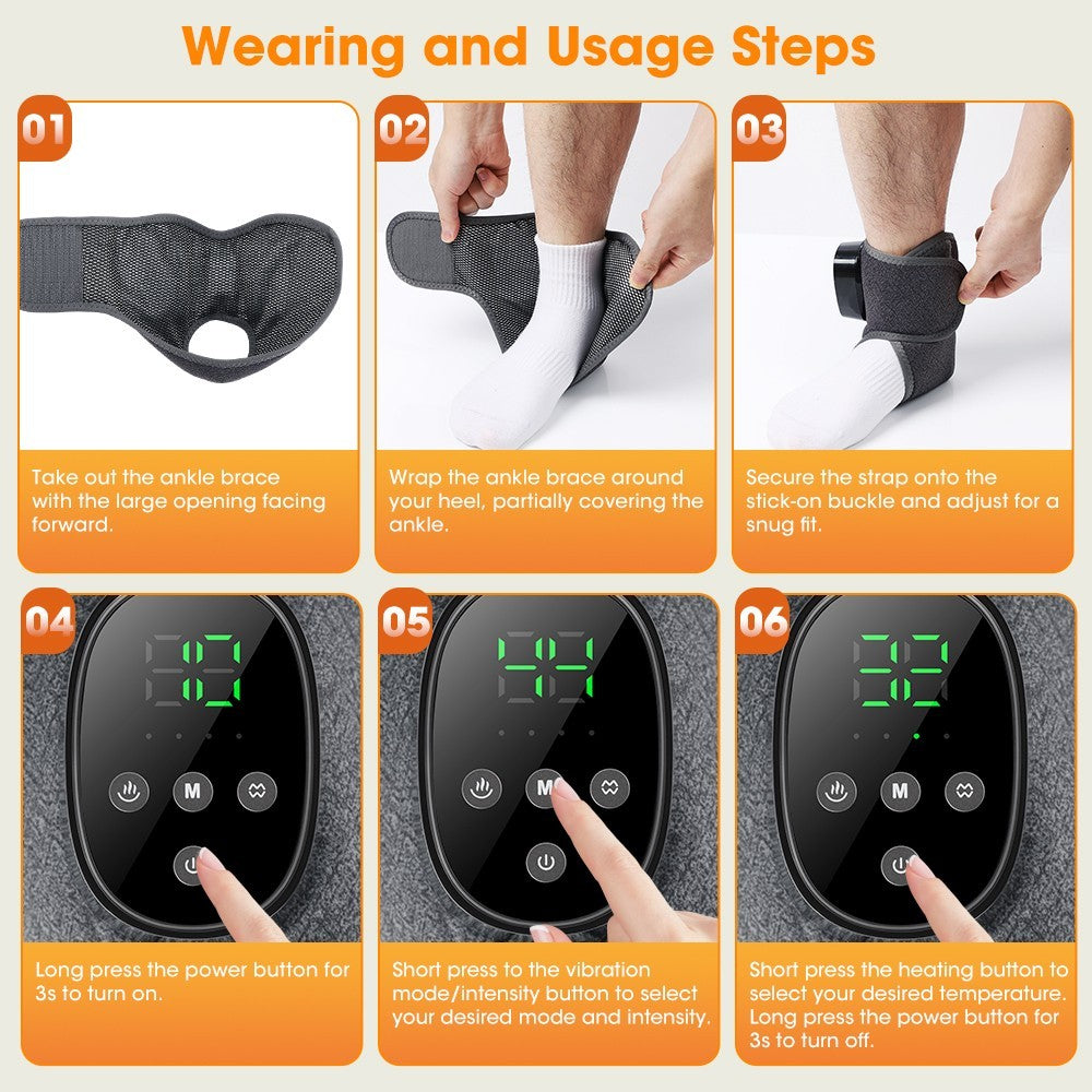 Cordless Foot Ankle Massager Heat & Vibration for Plantar Fasciitis Pain Relief
