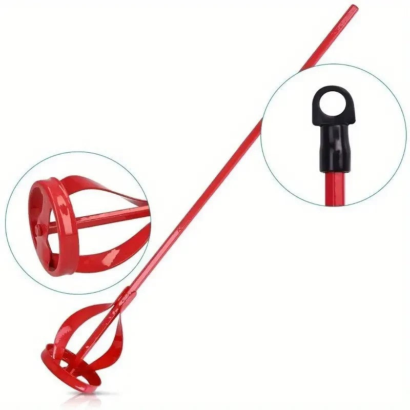 Red Drill Mixer Paddle Paint, Plaster, Cement & Mortar Stirrer Hex Shank Mixing