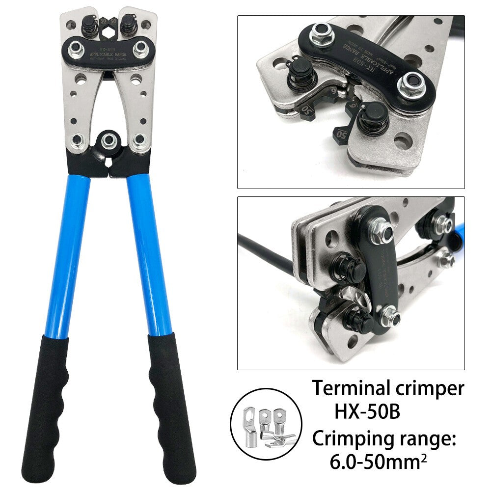 Blue Heavy Duty Battery Cable Crimping Tool Wire Lugs Crimper Terminal Copper