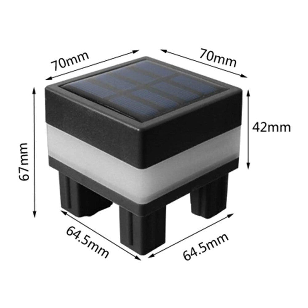 2X LED Solar Post Column Light Fence Solar Lamp Caps Outdoor Garden Light
