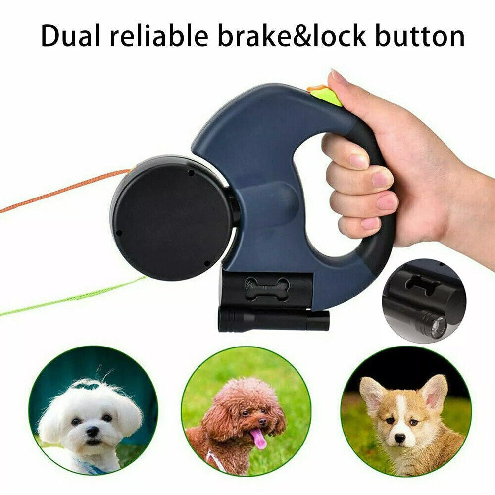 Retractable Lead Leash Double Tangle Dual Doggie 2 Dog 50 Pounds For Pet Dog UK
