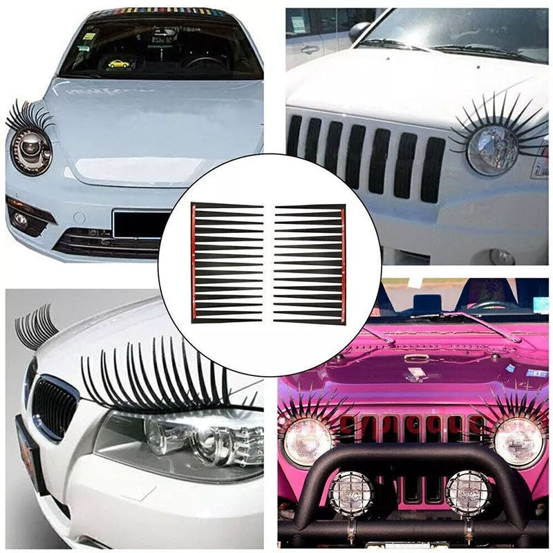 2Pcs Black Car Eyelash  Sticker Lash Decal Universal For Headlight Body Decor