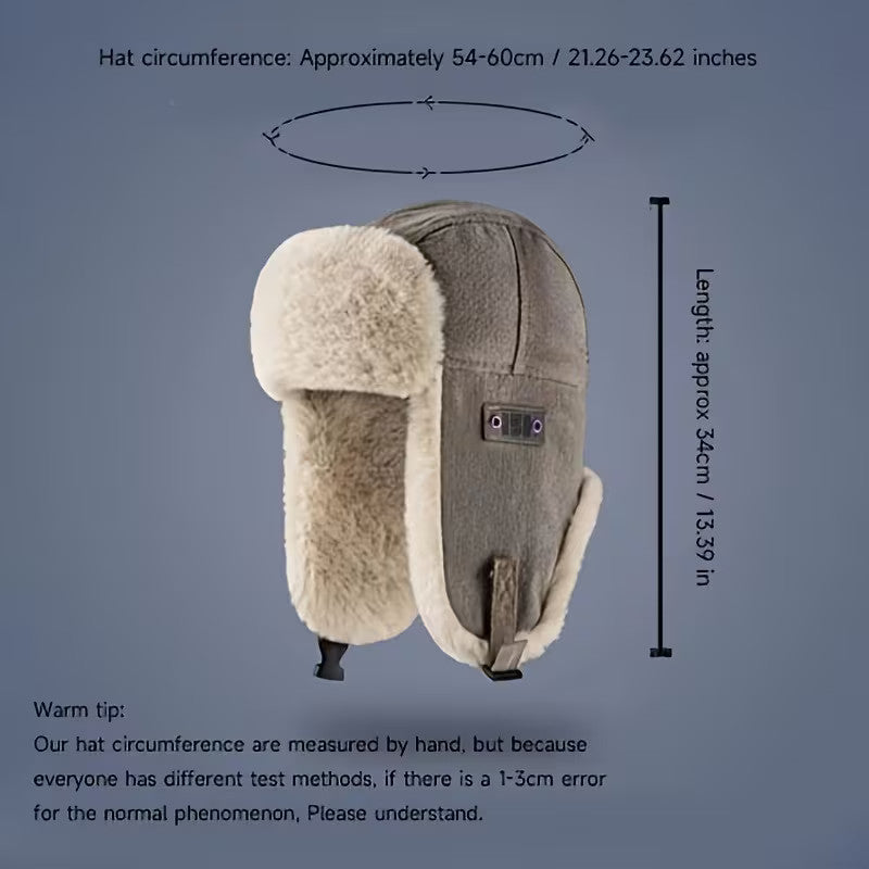 Unisex Windproof Winter Hat Trapper Style Fleece-Lined Pilot Cap with Ear Flaps