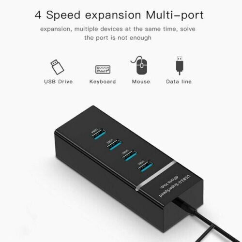 High Speed 4 Port USB 3.0 Multi Hub Splitter Expansion Desktop Laptop PC Adapter