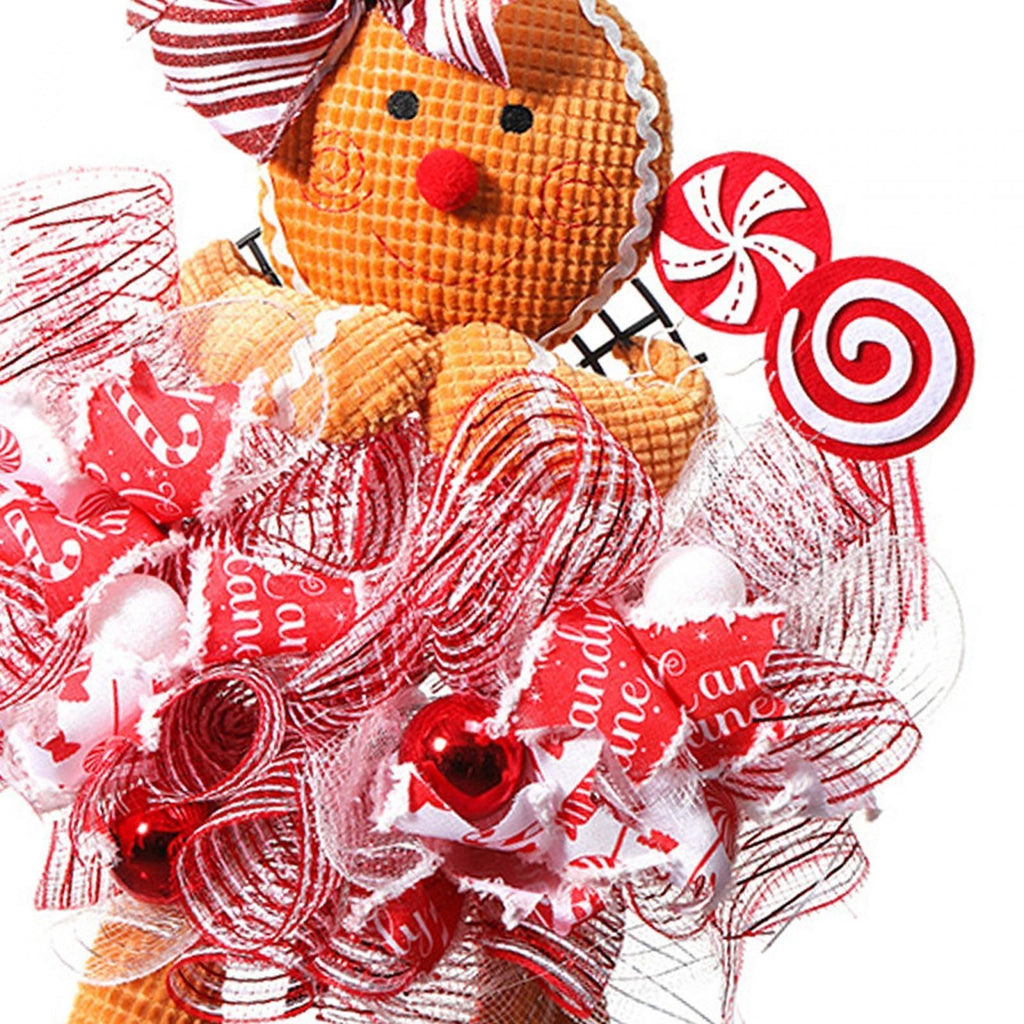 Christmas Gingerbread Man Front Door Decoration Lovely Winter Wreath Ornament