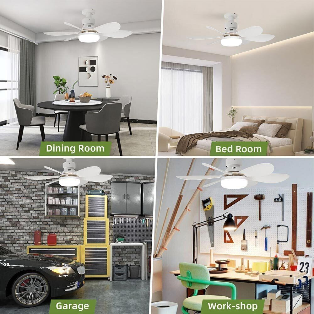 Modern Led Ceiling Fan with Light Dimmable E27 Bedroom Living Room Fan Lamp 30W~