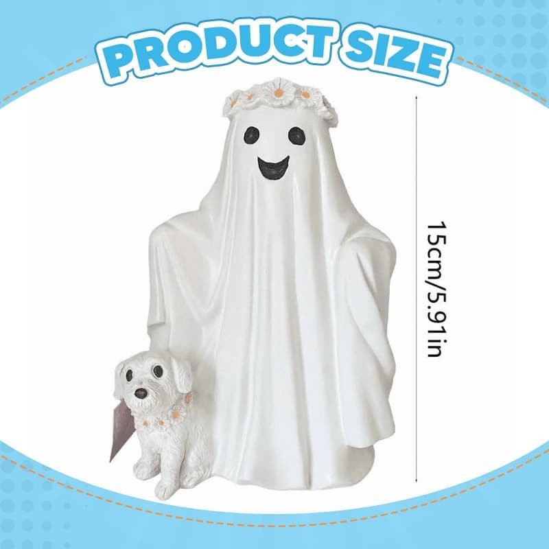 Ghost Walking Dog Statue Ornament Decorative Cute Ghost Figurine Halloween