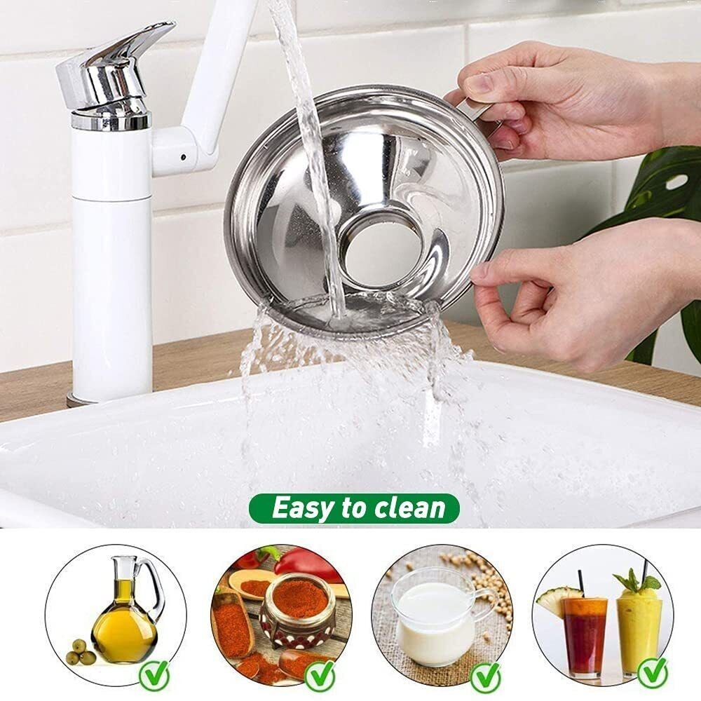 Stainless Steel Funnel Can Lifting Tongs Set Canning Hoppers Filter Jar Lifter