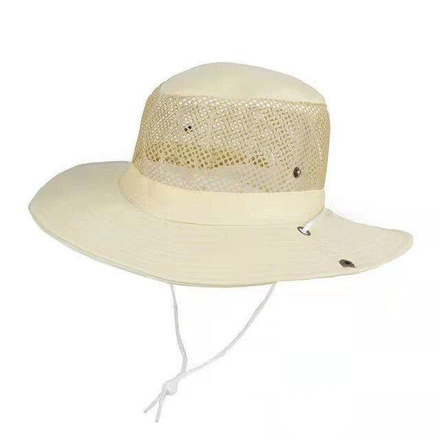 Men's Sun Cap Mesh Breathable Sun Hat Large Brim Outdoor Visors Fisherman Hats