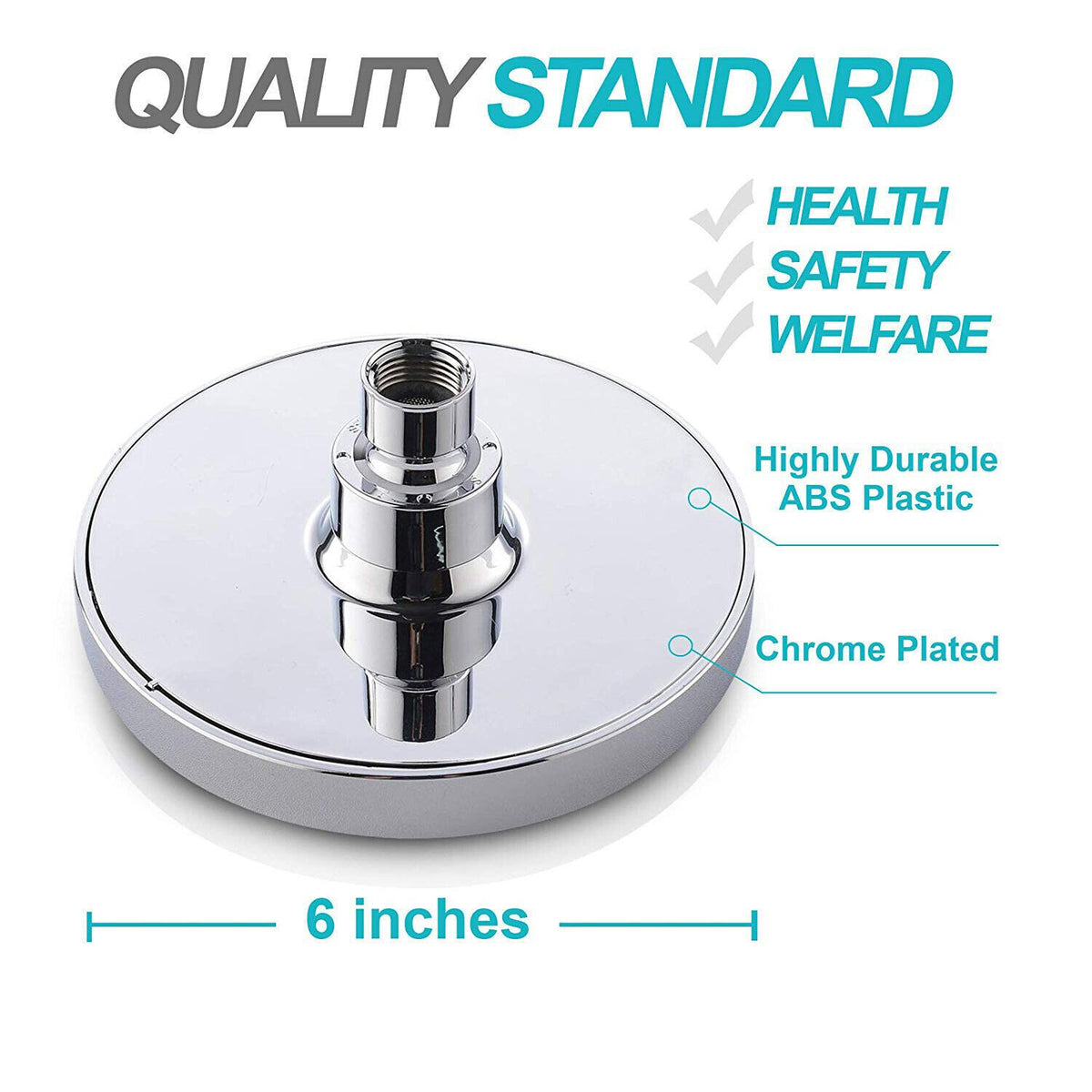 6 Inch Shower Head High Pressure Waterfall Bathroom Showerhead Adjustable Angles