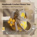 Handmade Crochet Flower Tote Bag Women Boho Floral Shoulder Beach Bag UK