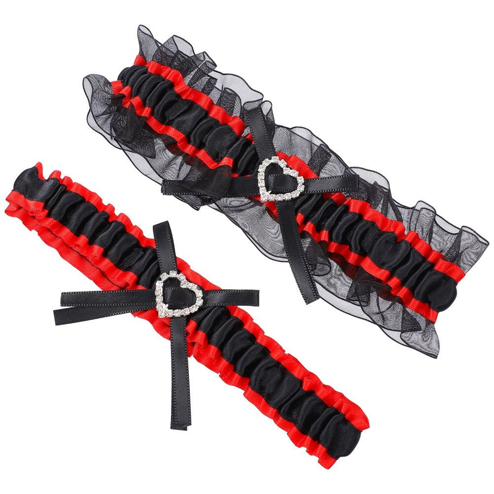 2pcs Wedding Garters Bride Garters Bowknot Imitation Female Leg Bridal